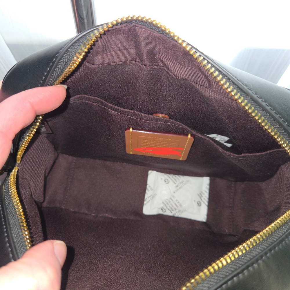 Coach Jamie Camera Bag Signature "C" Walnut Black Crossbody Gold‎ Hardware NWT - Picture 9 of 14